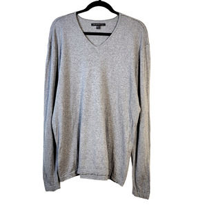 John Varvatos Gray Cotton Linen Knit Long Sleeve V Neck Shirt Gorpcore Sz XL